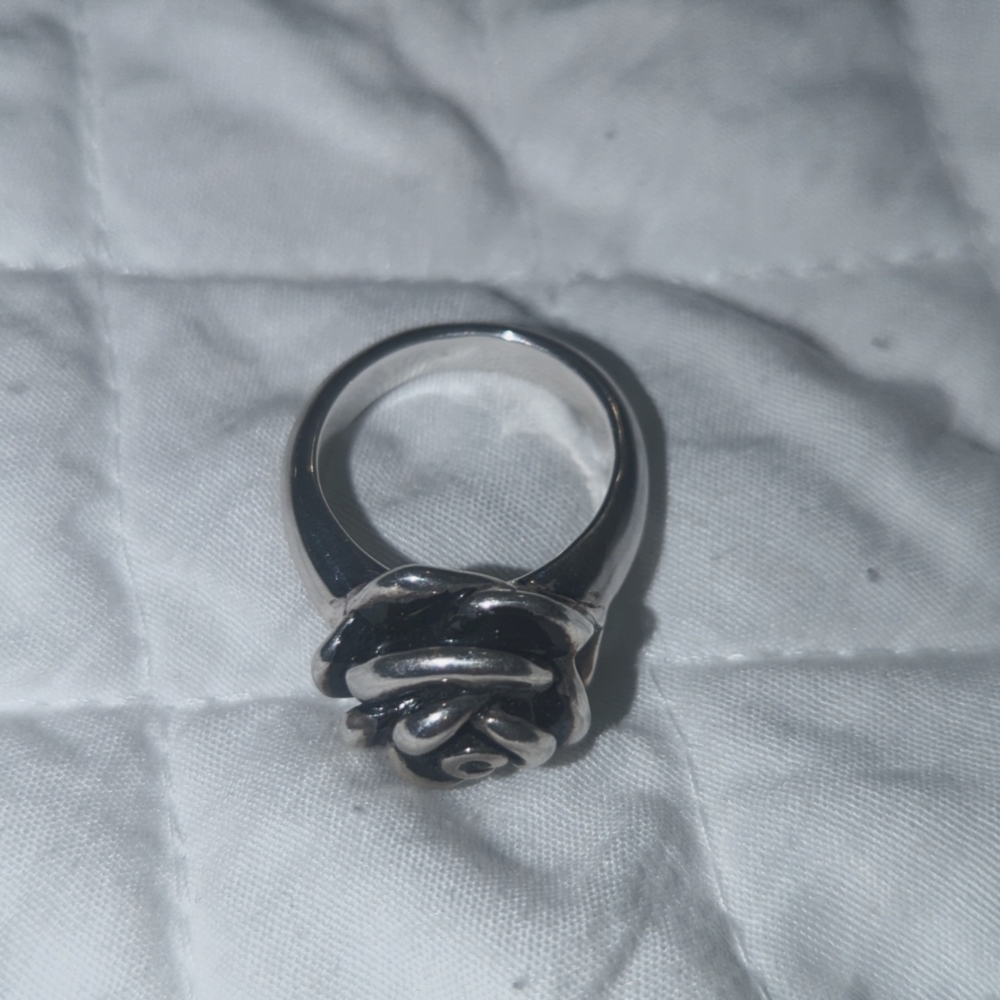 Vintage Sterling Silver 925 Rose ring Flower Ring size 7 - Picture 3 of 4